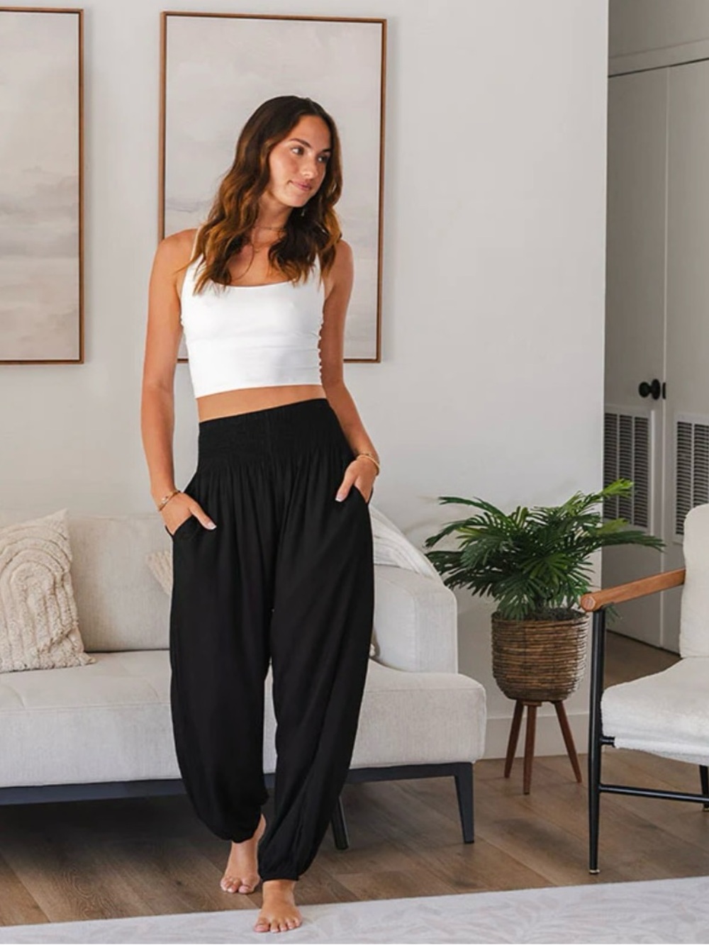 Lotus & Luna Black Harem Pants - L Tall - NWOT